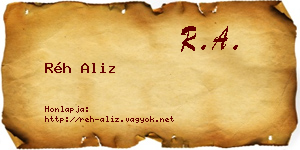 Réh Aliz névjegykártya